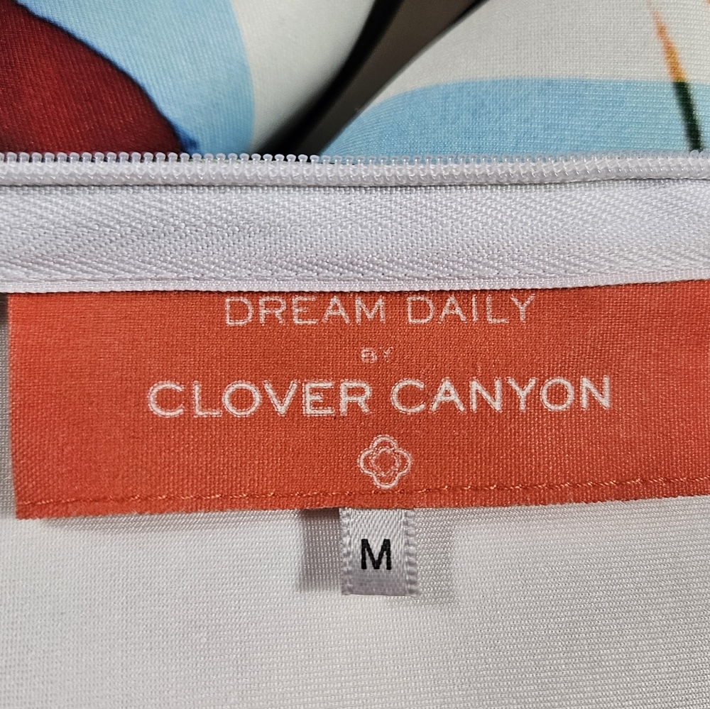 Clover Canyon Dream Daily Floral Print Scuba Sheath Dress Size Medium Stretchy - Picture 13 of 16